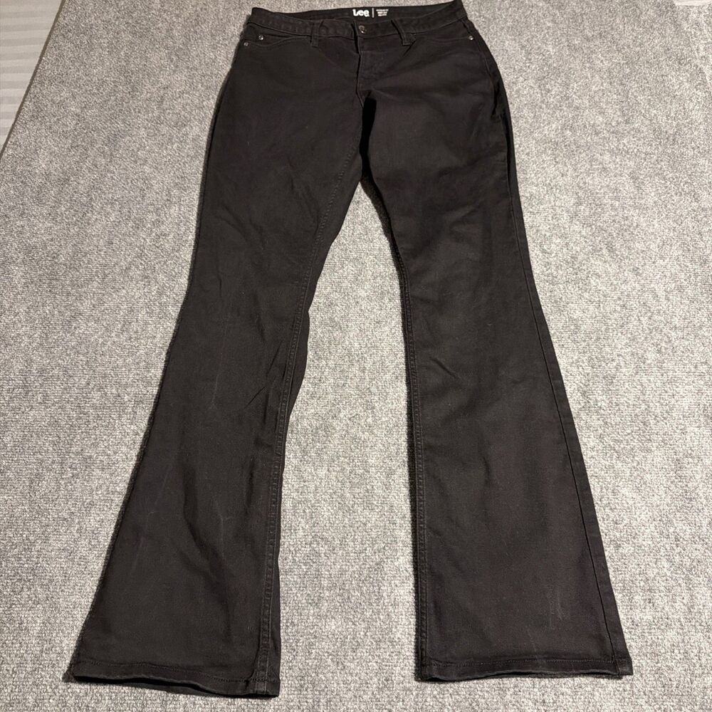 LEE Denim Jeans Womens Size 12 Long Black Boot Cut Mid Rise Regular Fit